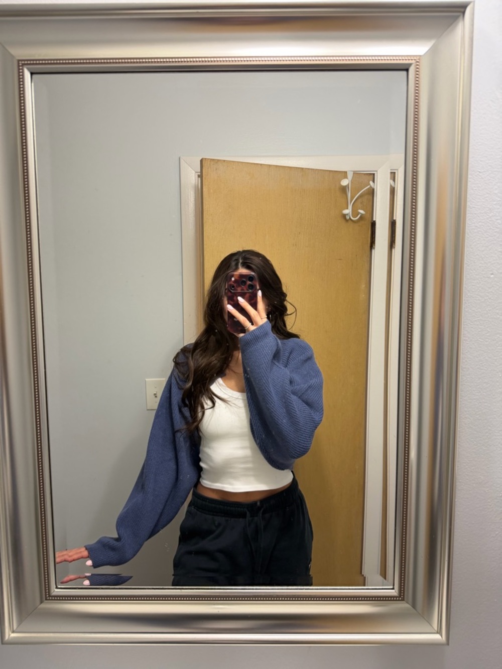 Cropped Blue Knit Cardigan - Cozy Shrug Layer